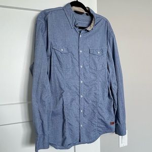 Men’s blue button up shirt